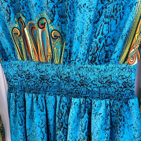 Women’s long sleeve maxidress, aqua with Paisley pattern size small - Picture 7 of 9
